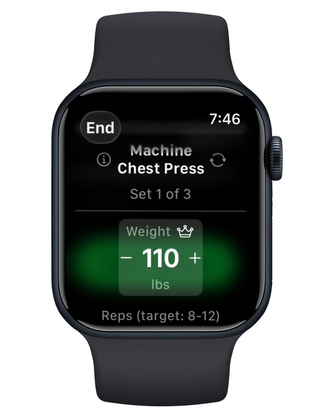 Apple Watch showing Gym Date workout tracking